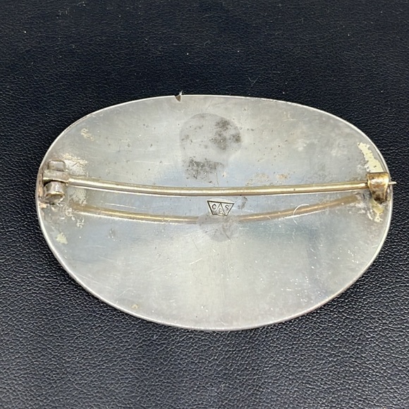 Large Vintage Sterling Silver brooch, 2.5 x 2 inches, 28.9 grams, marked CLS